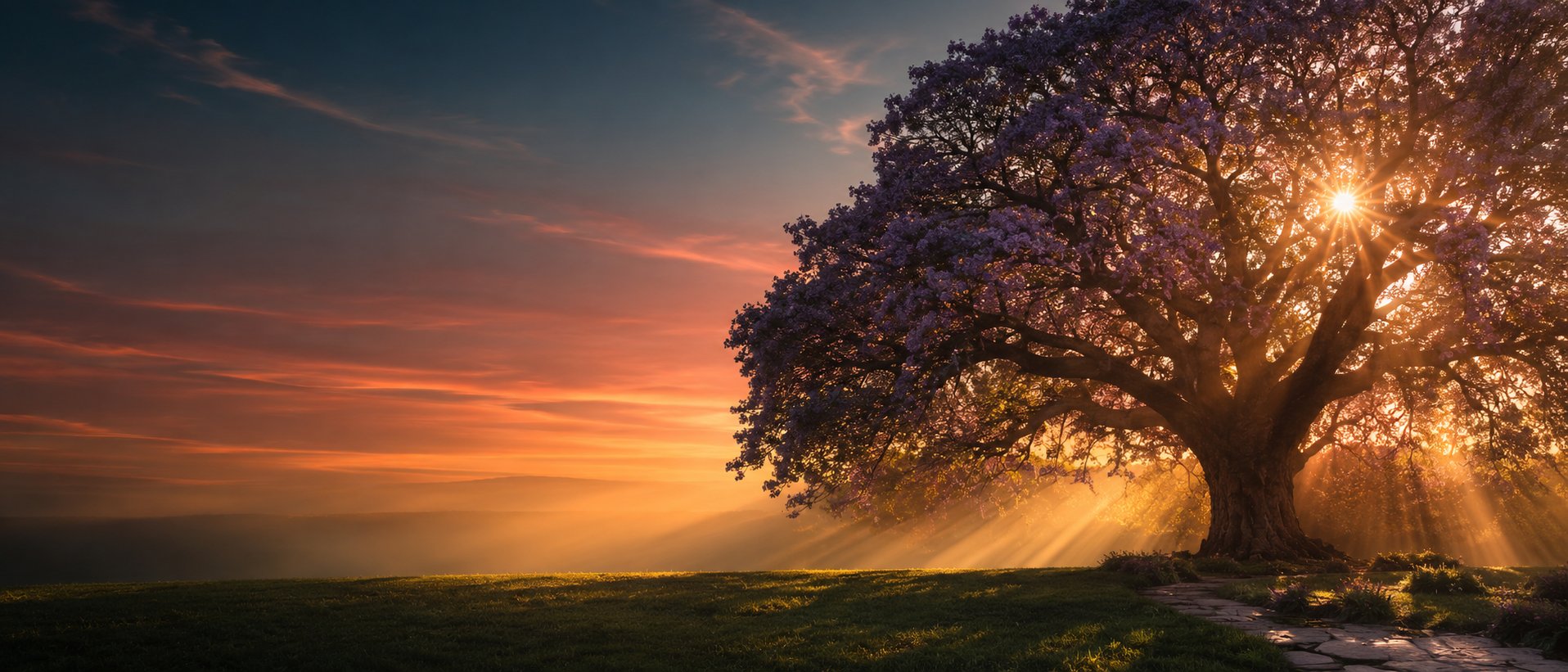 Last light pouring through a colossal Highveld tree at golden hour